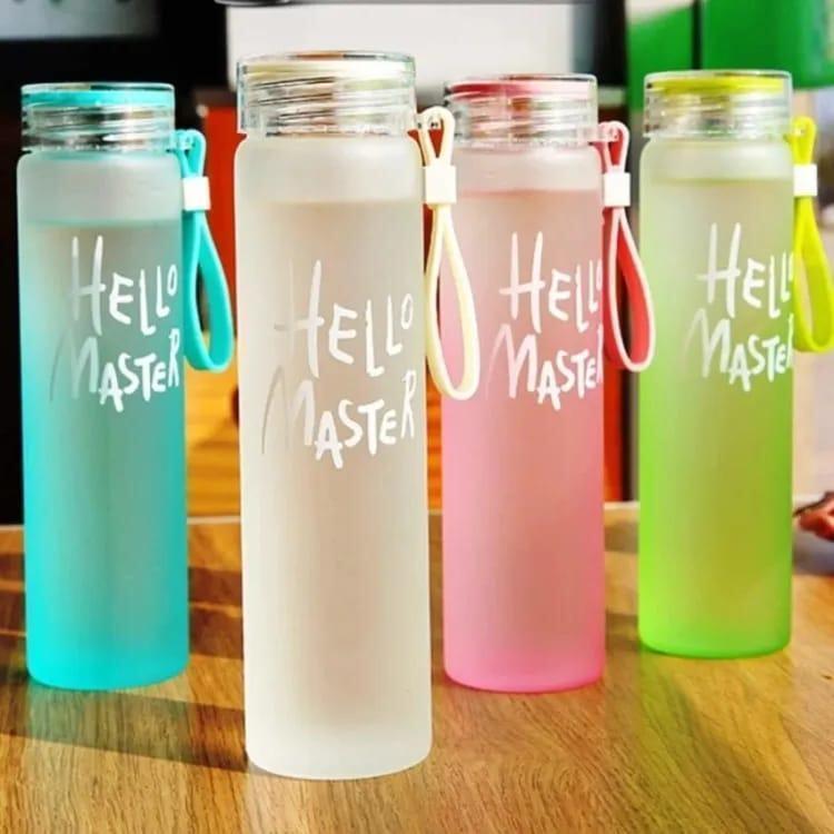 Hello Master Frosted Glass Water Bottle Stylish & Reusable