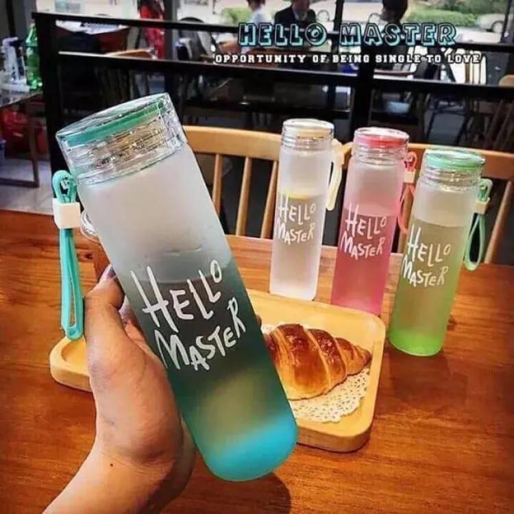 Hello Master Frosted Glass Water Bottle Stylish & Reusable