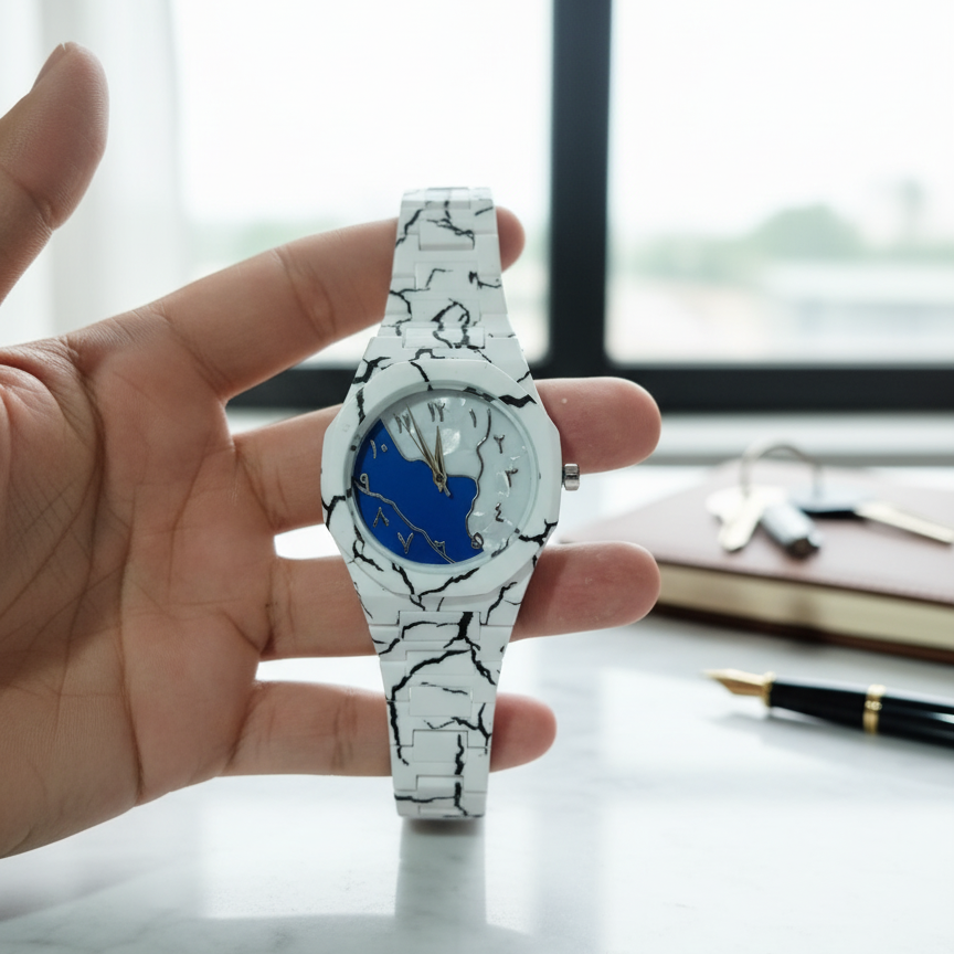 Premium White Marble Arabic Aura Watch