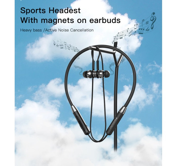 🎶 Wireless Sports Headset with Magnetic Earbuds & Noise Cancellation