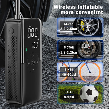 Portable Wireless Air Compressor Pump – For Car, Bike, Motorcycle & Balls