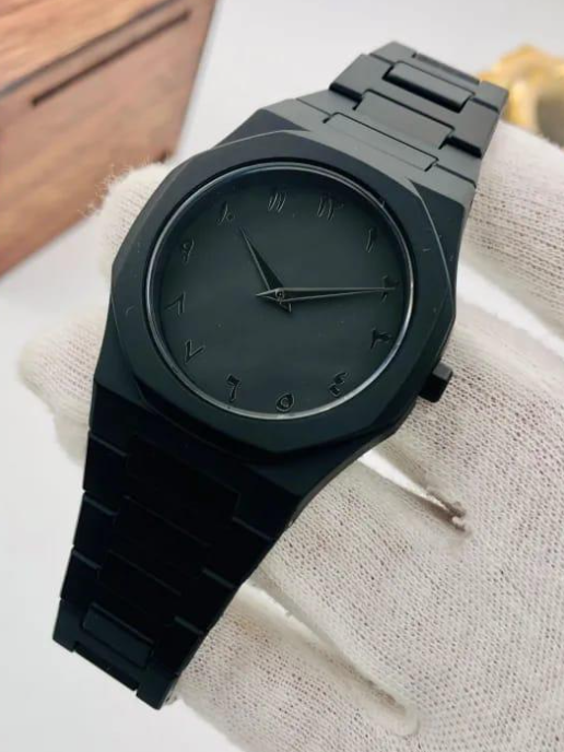 Stainless Steel Black Arabic Aura Watch