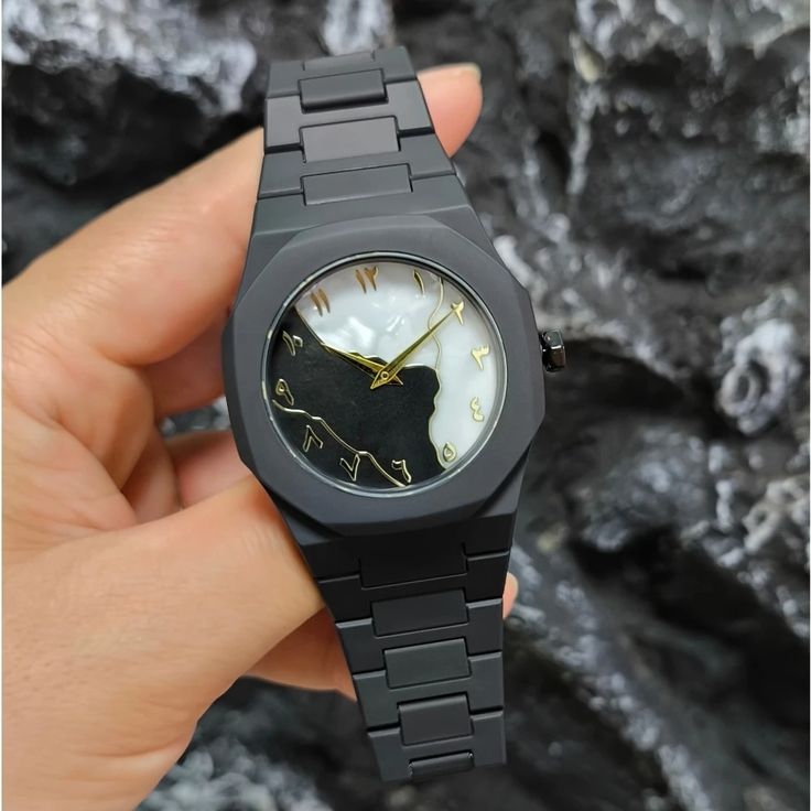 Black & White Marble Design Aura Watch With Box