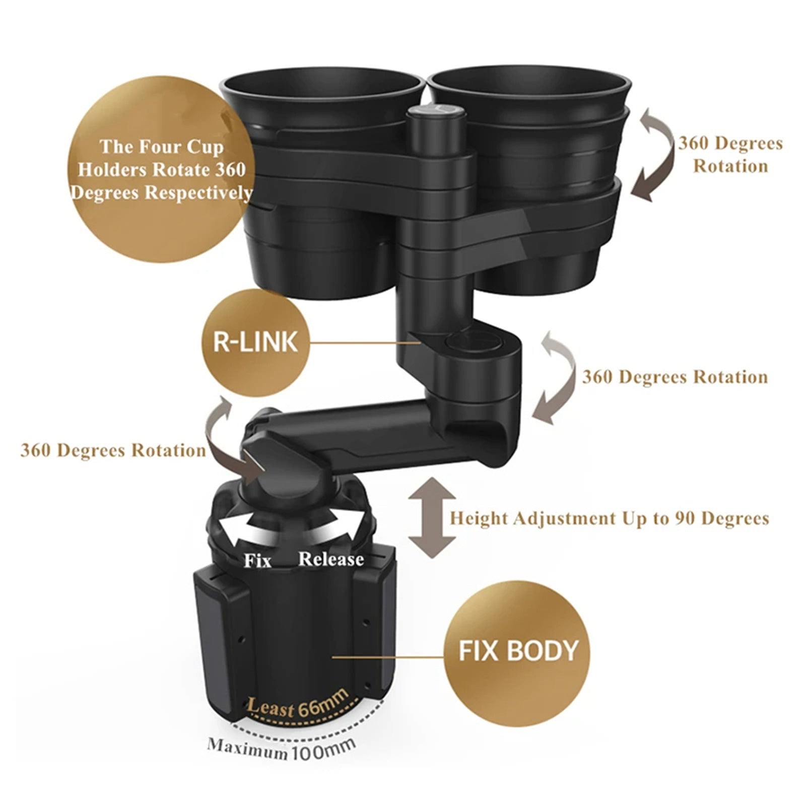 Car Cup Holder with Wireless Phone Charging