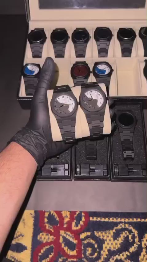 Black & White Marble Design Aura Watch With Box