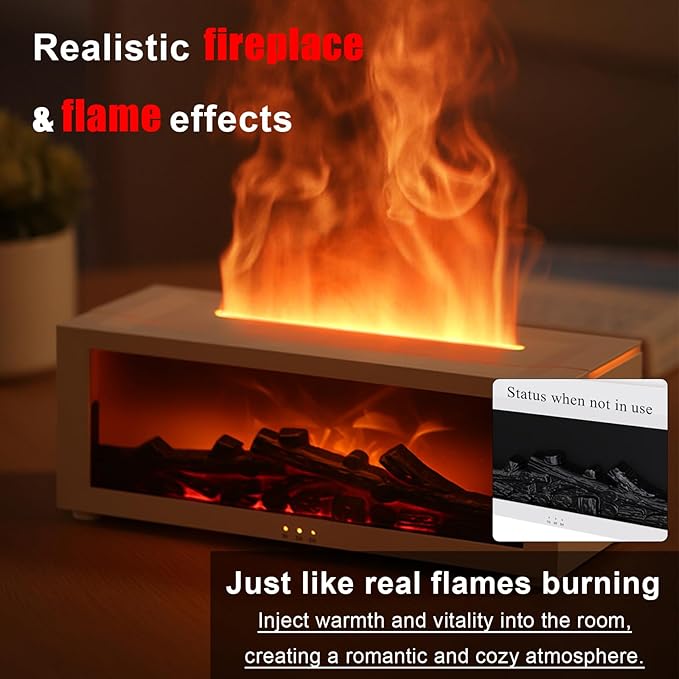 🔥 LED Flame Effect Humidifier with Remote Control  Aromatherapy Diffuser & Night Light