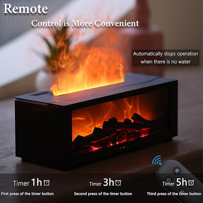 🔥 LED Flame Effect Humidifier with Remote Control  Aromatherapy Diffuser & Night Light