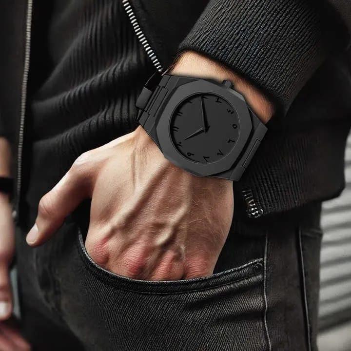 ✨️ Stainless Steel Black Arabic Aura Watch ⌚️