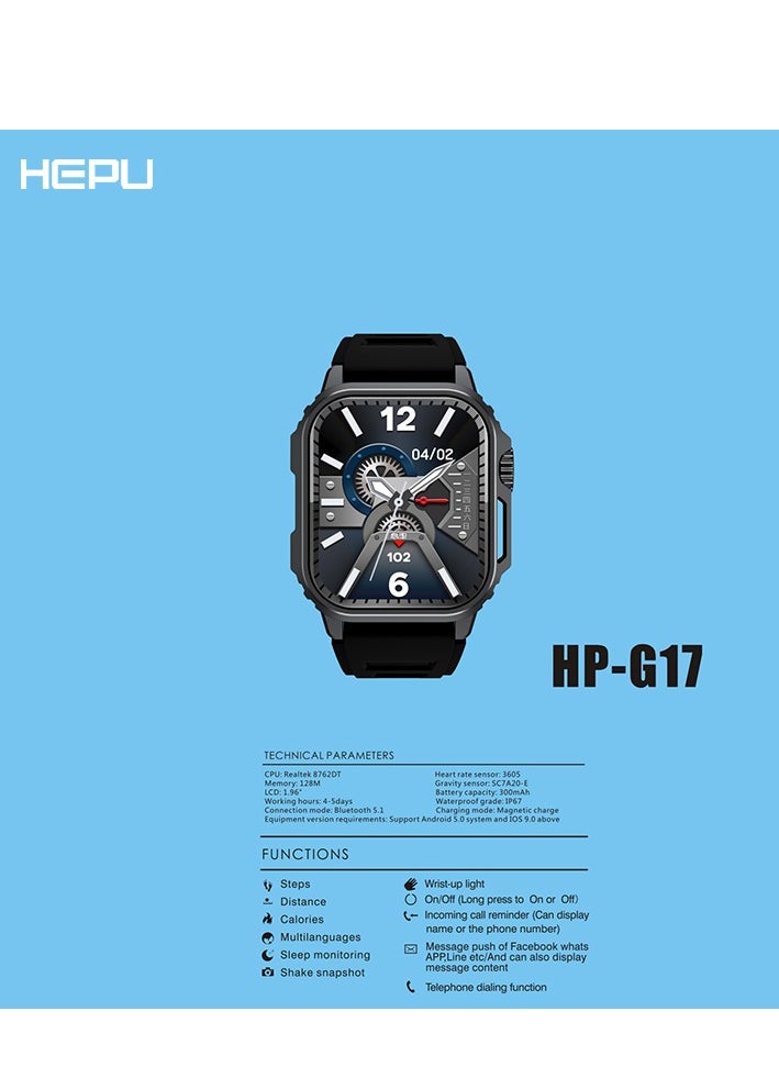 HEPU Smartwatch with Fitness Tracker – Bluetooth Call, Heart Rate & Sports Modes