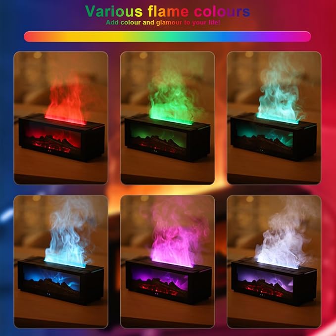 🔥 LED Flame Effect Humidifier with Remote Control  Aromatherapy Diffuser & Night Light